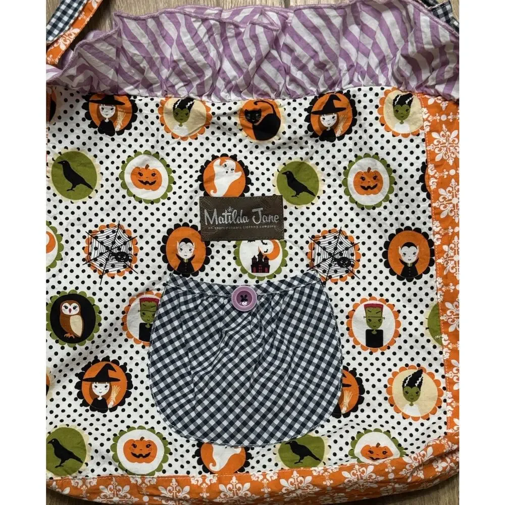 Matilda Jane Tote Halloween Shoulder Bag Fabric Candy Trick Or Treat Reversible